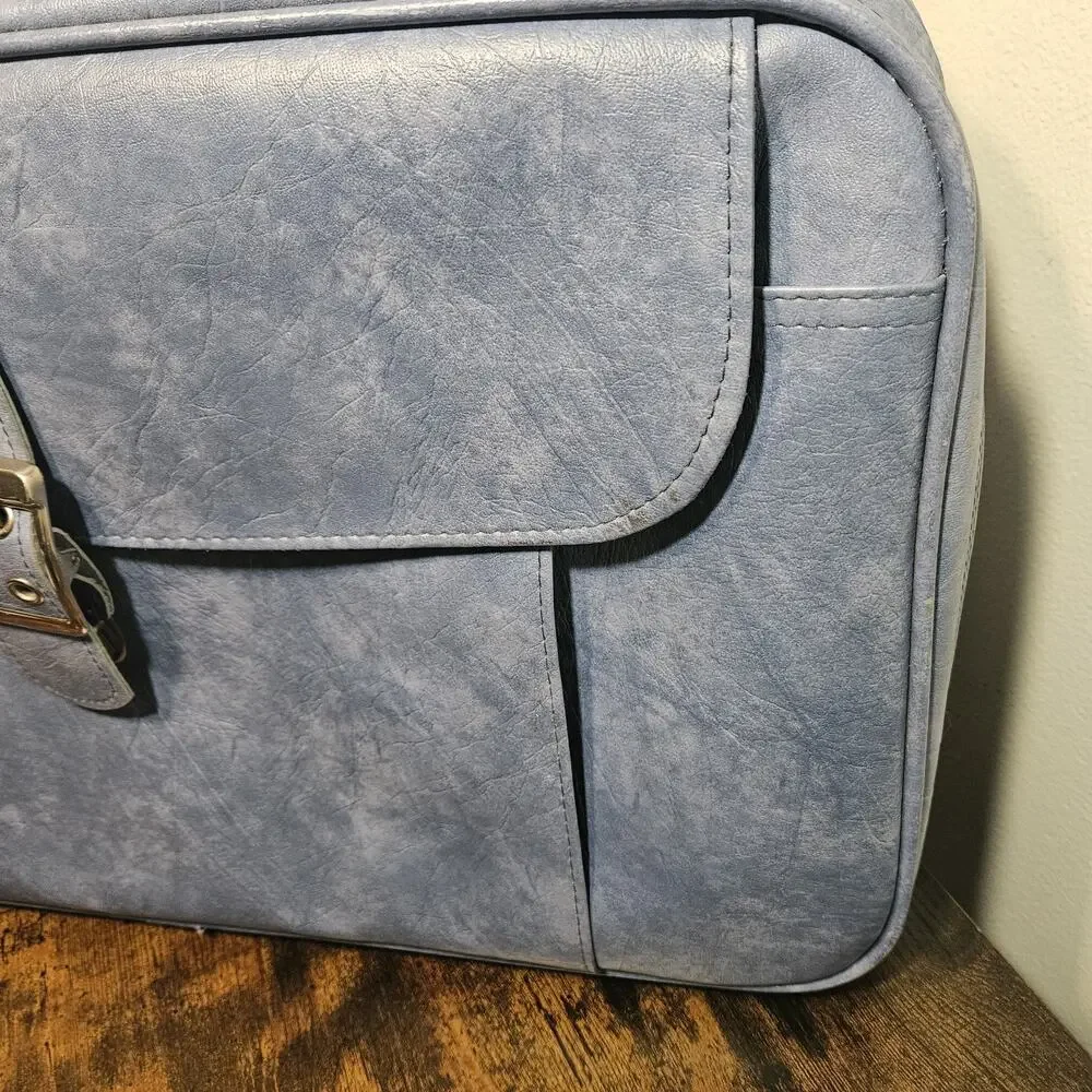 Vintage Samsonite Sonora Blue Soft Side Suitcase Carry On Luggage Travel Bag MCM